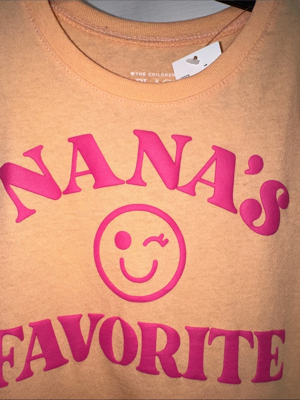 The Children's Place Peach Short Sleeve Tee with Pink 'Nana's Favorite' Graphic